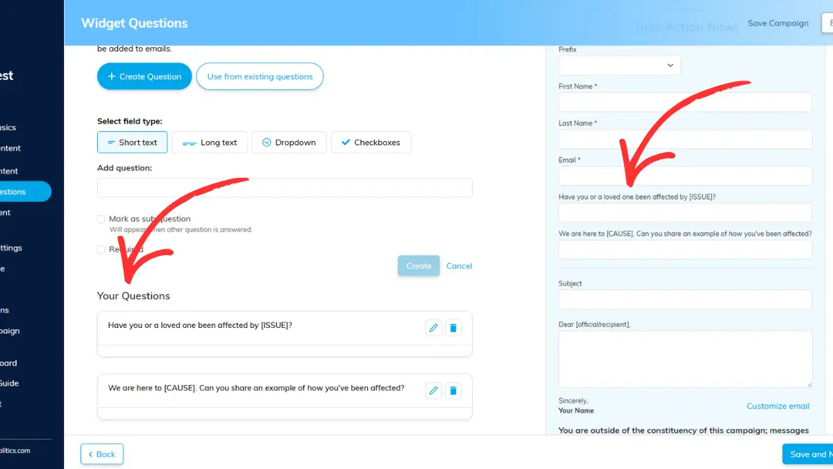 Create custom widget questions with ease